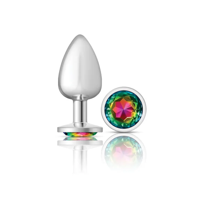 Anal | Cheeky Charms - Silver Metal Butt Plug - Round - Rainbow - Large - Viben Anal | Cheeky Charms - Silver Metal Butt Plug - Round - Rainbow - Large - Viben