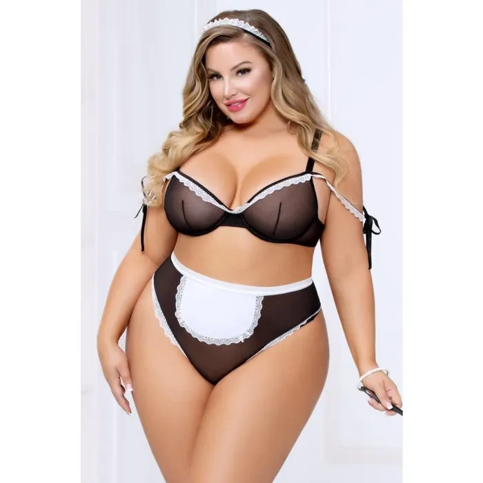 Anal | Seven Til Midnight 3pc French Maid Bedroom Costume - Black/white - Queen Size Anal | Seven Til Midnight 3pc French Maid Bedroom Costume - Black/white - Queen Size