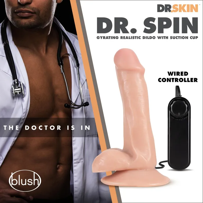 Blush Female Sex Toys | Dr. Skin - Dr. Spin - Inch Gyrating Realistic Dildo