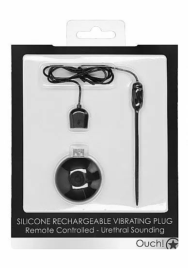 Male Sex Toys | Shots America Silicone Rechargeable Vibrating Plug Urethral Sounding Black