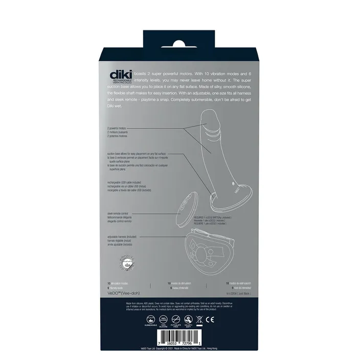Vibrators | VeDO Diki Vibrating Dildo W/ Harness Just Black - VeDO