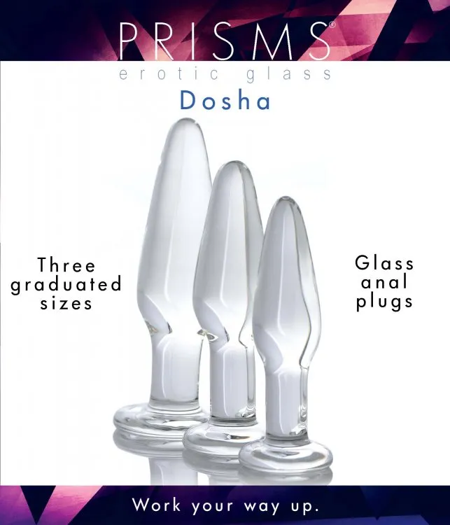 XR Brands Male Sex Toys | Prisms Dosha 3 Piece Glass Anal Plug Kit