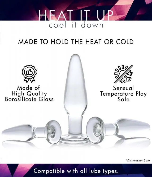 XR Brands Male Sex Toys | Prisms Dosha 3 Piece Glass Anal Plug Kit