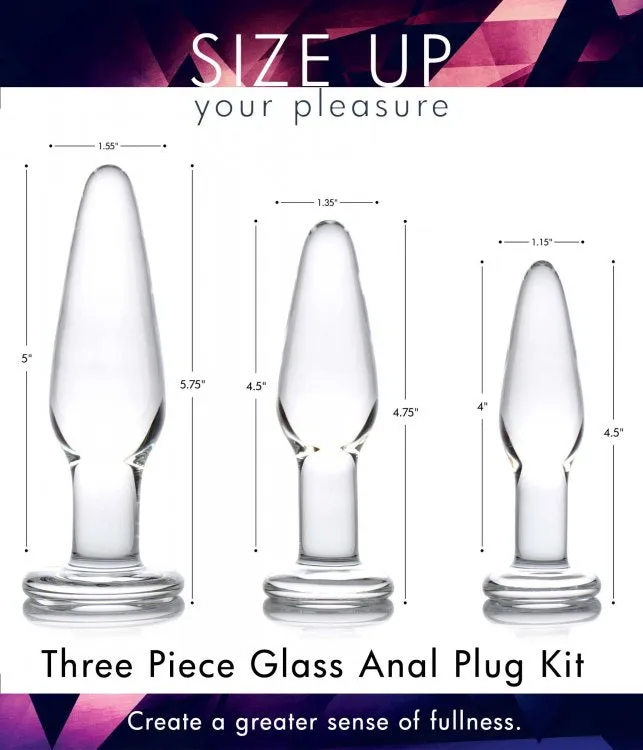 XR Brands Male Sex Toys | Prisms Dosha 3 Piece Glass Anal Plug Kit