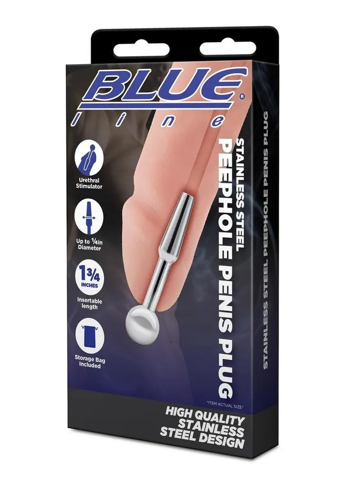 Anal Blue Line CandB Gear Blue Line Peephole Penis Plug Stainless
