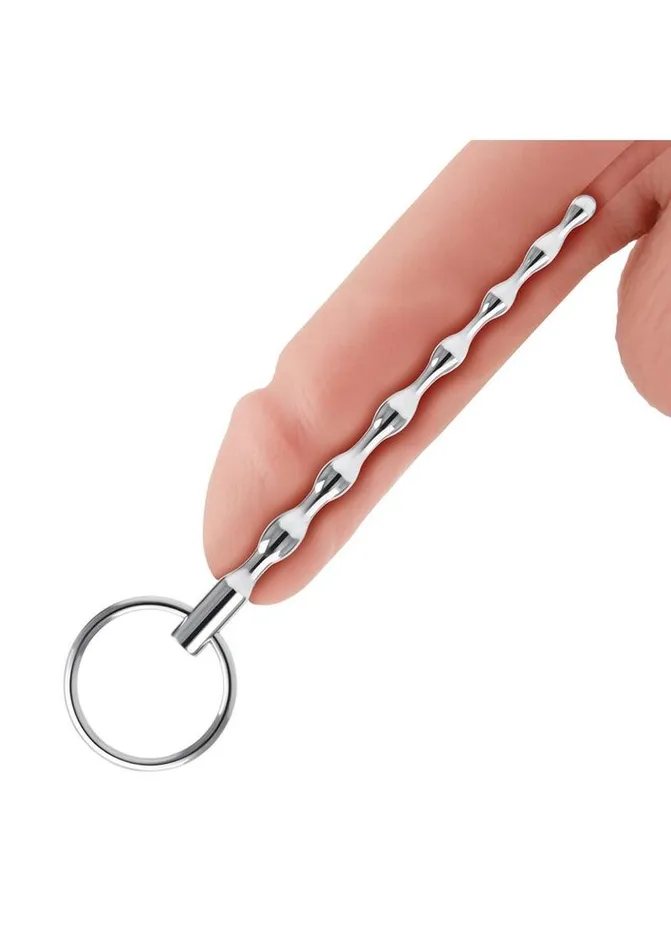 Blue Line Ribbed Urethral Sound 425in Stainless Blue Line CandB Gear Male Sex Toys