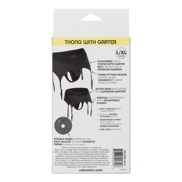 Boundless Thong With Garter Lxl Black CalExotics Male Sex Toys