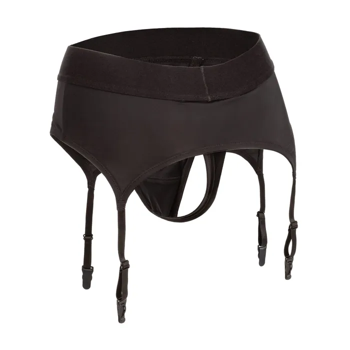 Boundless Thong With Garter Lxl Black CalExotics Male Sex Toys