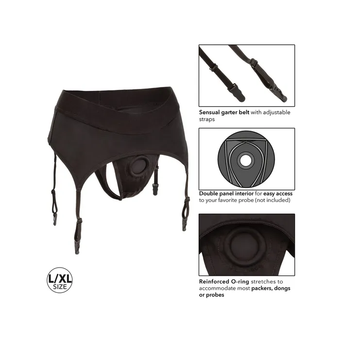 Boundless Thong With Garter Lxl Black CalExotics Male Sex Toys