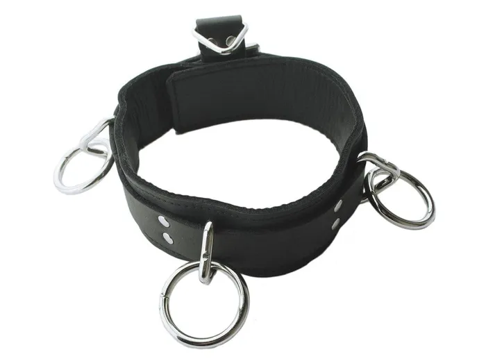 Locking 3Ring Leather Collar by Spartacus Spartacus Male Sex Toys