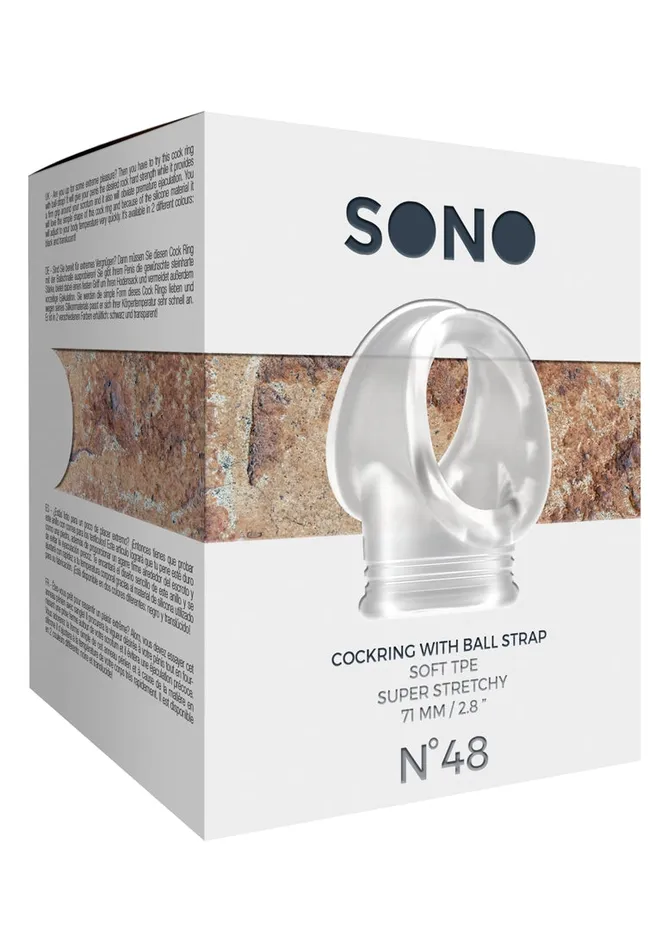 Male Sex Toys Shots Sono Sono No48 Cockring with Ball Strap Translucent