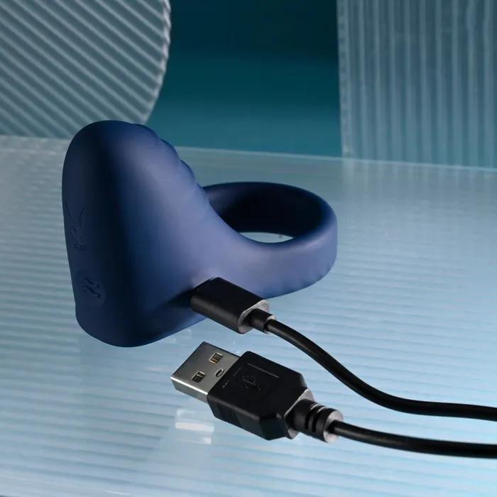 Playboy Pleasure Male Sex Toys Playboy Pleasure PLEASURE POINT Blue USB Rechargeable Vibrating Cock Ring Playboy Pleasure Male Sex Toys Playboy Pleasure PLEASURE POINT Blue USB Rechargeable Vibrating Cock Ring