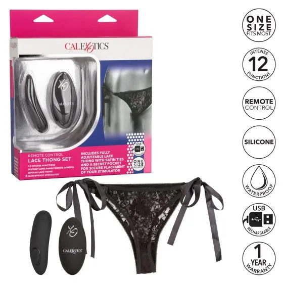 California Exotic Novelties Remote Control Lace Thong Set Female Sex Toys