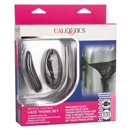 California Exotic Novelties Remote Control Lace Thong Set Female Sex Toys