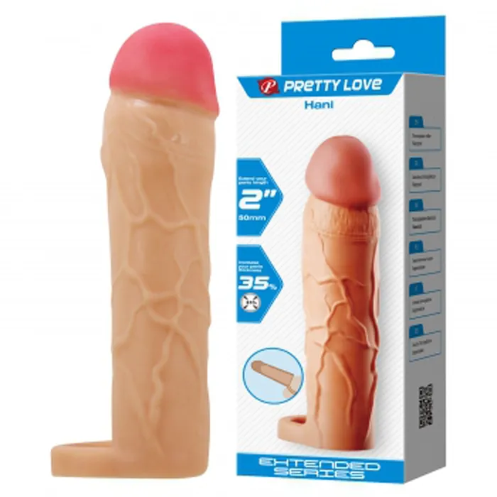 Hani Extended Penis Sleeve Light Pretty Love Male Sex Toys Hani Extended Penis Sleeve Light Pretty Love Male Sex Toys