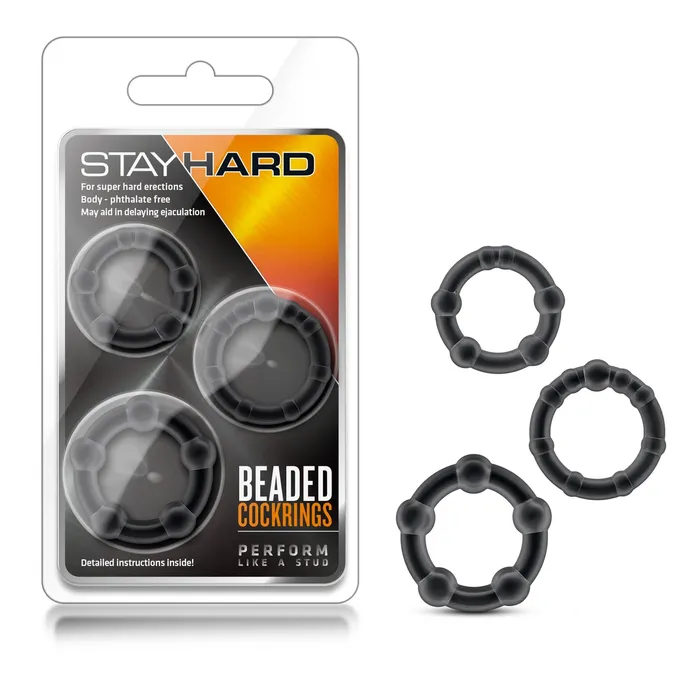 Stay Hard Beaded Cockrings 3 Pack Black Blush Novelties Anal Stay Hard Beaded Cockrings 3 Pack Black Blush Novelties Anal