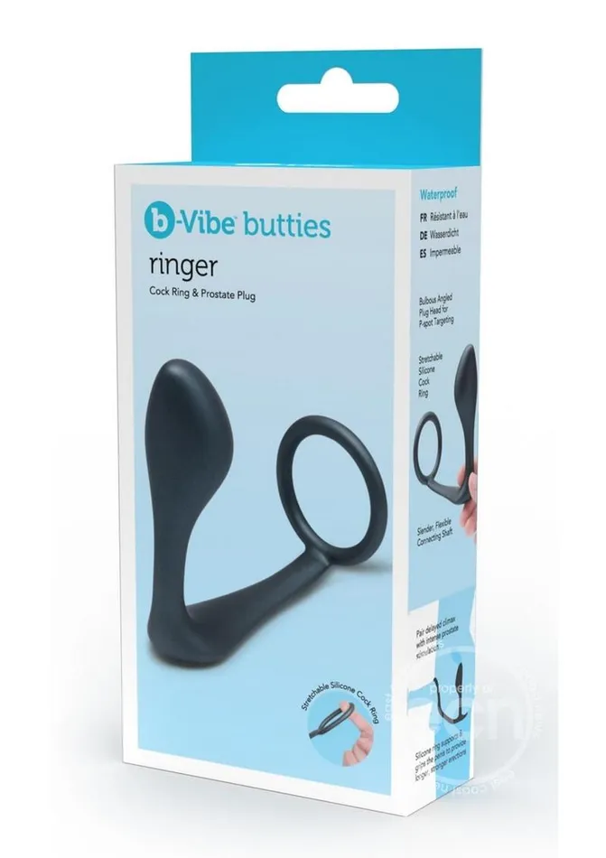 BVibe Ringer Silicone Cock Ring and Plug Black bVibe Anal