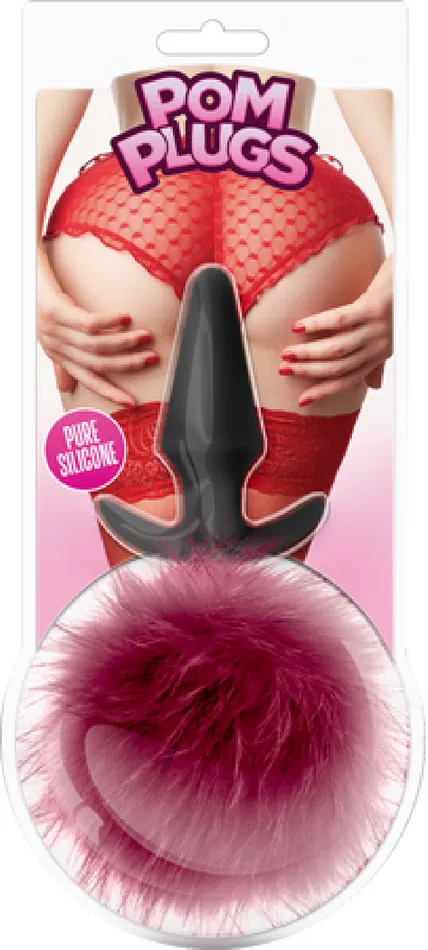 Blush Novelties Anal Pom Plugs Fur Pom Pom Sex Toy Butt Plug Adult Pleasure Fun Fur Burgundy