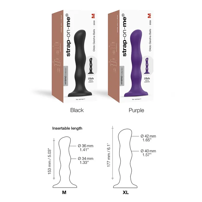 Female Sex Toys StrapOnMe StrapOnMe Geisha Ball Dil Medium Black