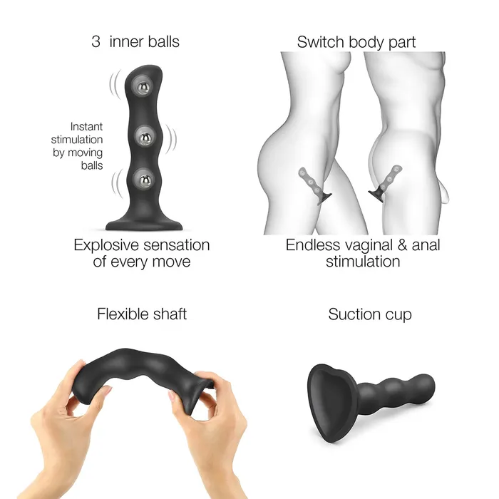 Female Sex Toys StrapOnMe StrapOnMe Geisha Ball Dil Medium Black