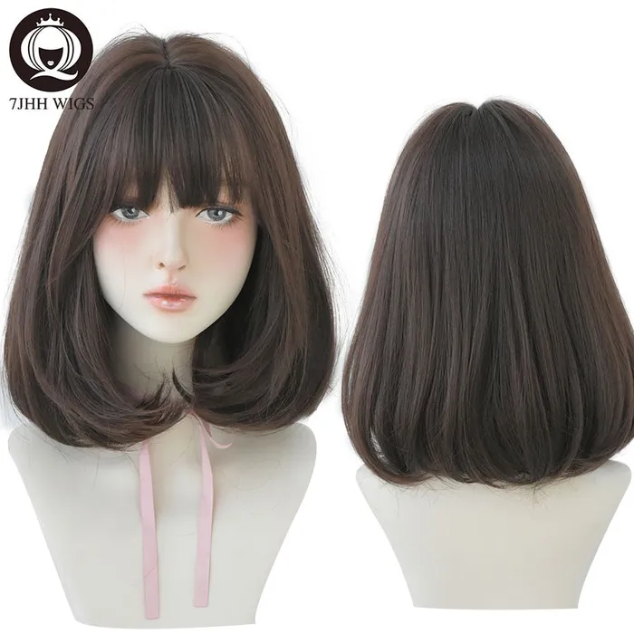 Javaughn69ways Anal 7JHH WIGS Natural Comfortable Synthetic Wig for Women Black Shoulder Straight Hair 14 Inch Fashion Hairstyle Wig