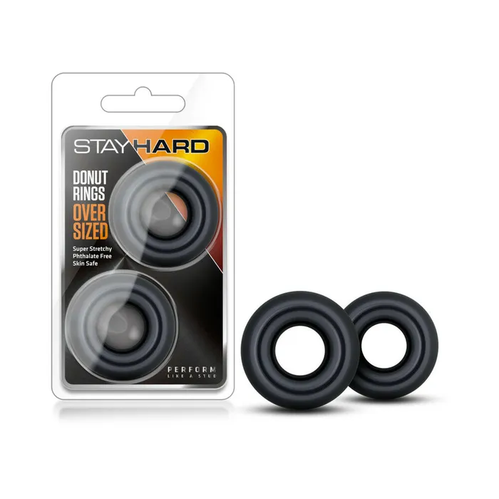 Anal Blush Blush Stay Hard Donut Rings Oversized Cockring 2Pack Black
