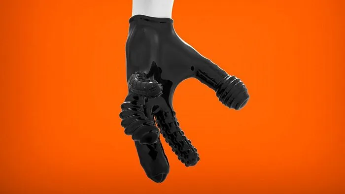 Anal Finger Fuck Textured Glove Oxballs Black OXBALLS