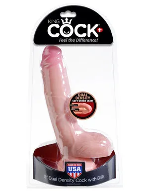 Dildos Pipedream Products King Cock Dual Density 8 Cock WBalls Flesh 