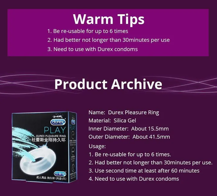 Durex Silcone Pleasure Cock Ring Strap SxLife Official Male Sex Toys