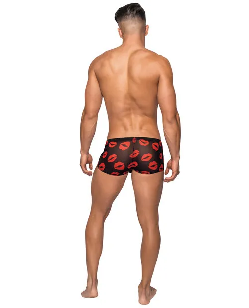 Male Power Lingerie Anal Mini Short Sheer Lips Black Small Male Power Lingerie Anal Mini Short Sheer Lips Black Small