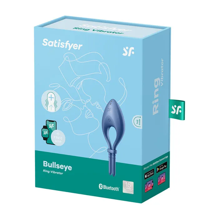 Male Sex Toys Satisfyer Bullseye Vibrating App Cock Ring Blue
