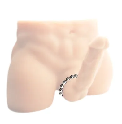 Male Sex Toys XR Brands Master Series Stainless Steel Beaded Cock Ring 175in