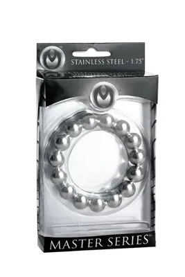 Male Sex Toys XR Brands Master Series Stainless Steel Beaded Cock Ring 175in
