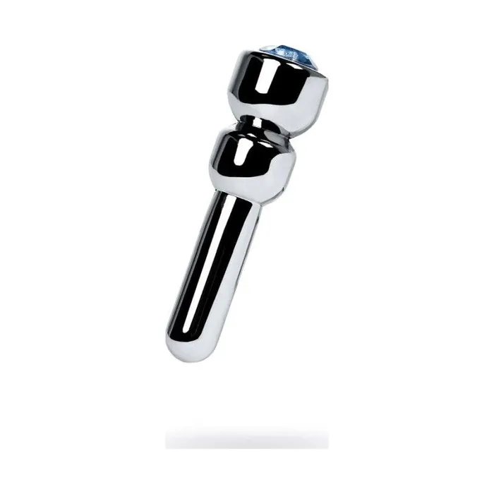 Vibrant Vibes Australia Quality Sex Toys Great Prices Silver Metal Urethral Plug w Sapphire Rhinestone Small Male Sex Toys