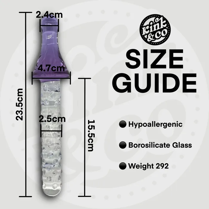 Dildos Kinkco Big Glass Fantasy Wand Dildo with Purple Handle