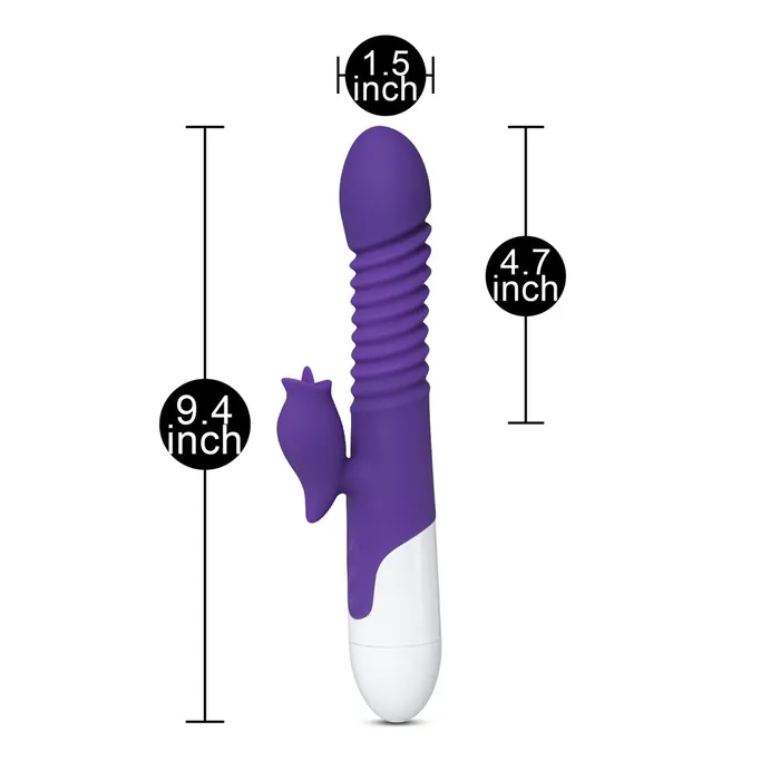 Purple Color 9 Speeds Rechargeable Silicone Thrusting Rabbit Vibrator with Rotation Pleasure Malta Female Sex Toys